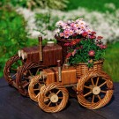 Blomsterkurv Liten Traktor | naturpil | 40x21x25cm  thumbnail